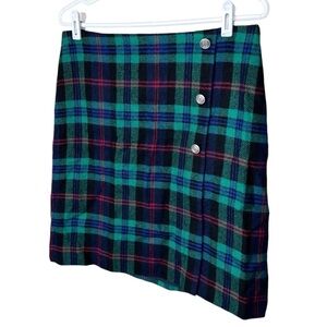 NWT TALBOTS|Wool Blend Plaid Skirt Navy Blue Green Women’s Size 8 Pencil Skirt